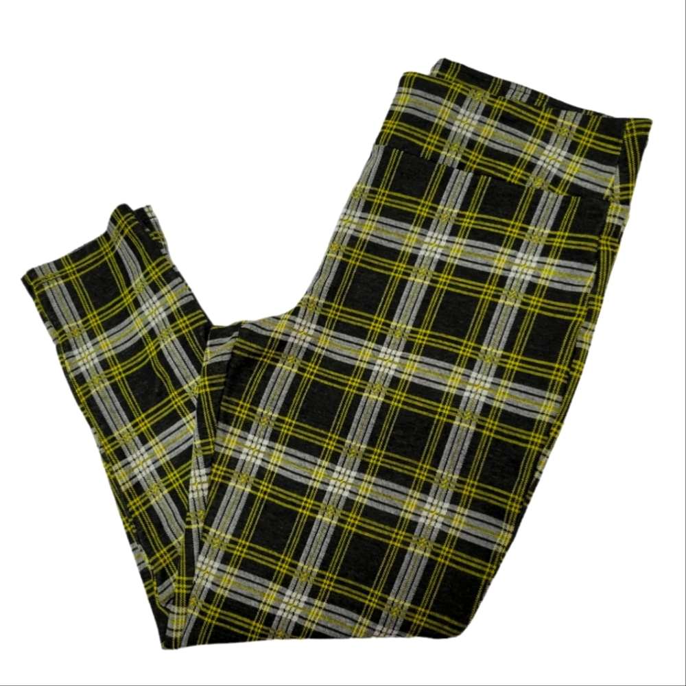 Modcloth Black, Yellow & White Plaid Leggings